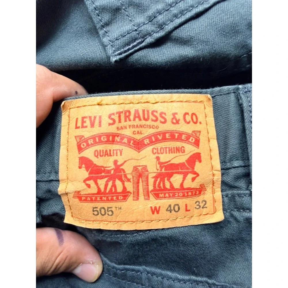 Levis 505 Regular Fit Straight Leg Grey Pants Mens 40x32 Charcoal Twill Chino
